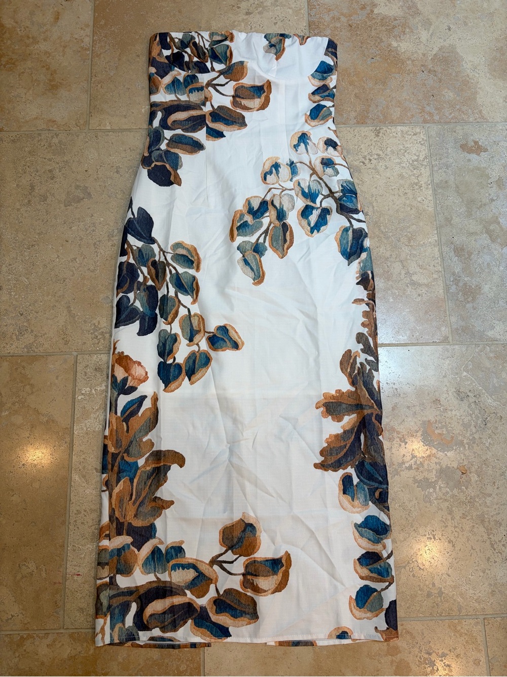 Commense Floral Print Strapless Dress